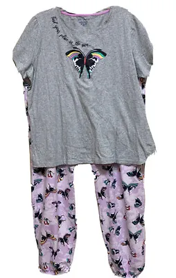 $19.88 • Buy Vera Bradley Pajama Top And Bottom Set In Butterfly Pattern Size Read Please
