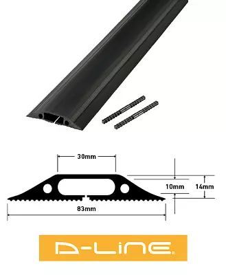 D-Line Floor Cable Cover Protector 83mm X 14mm Black Mediu Duty Office PVC Flexi • £8.99