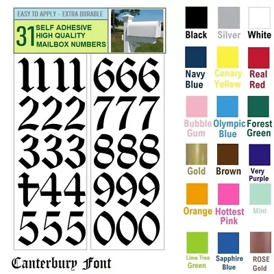 Set Of 31  1  High Self Adhesive Vinyl Mailbox Numbers Doorlockers Canterbury • $3.99