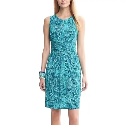 Banana Republic Issa Green Blue Sleeveless Dress Wrap Tie Size 6 • $28