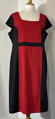 BNWT Magi Sculpt Size 18 Dress Lined Black Red Smart Work Elegant  • £16.90