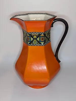 H & K Tunstall Large Water Jug Vase Antique Orange Ca 35cm H • £35