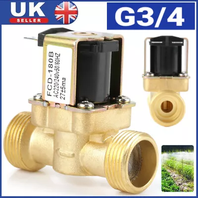 G3/4 2 Way Water Inlet Normal Closed Brass Electric Solenoid Valve AC 220/240V • £8.89