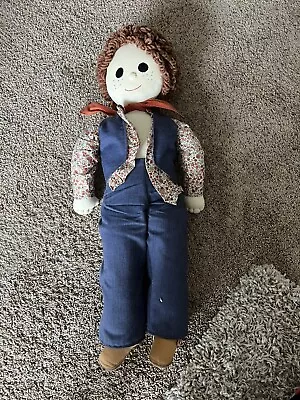 Handmade Raggedy Ann Vintage Cloth Doll Blouse Pants Yarn Hair 16in • $34.99