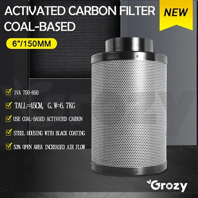 GROZY 6 Inch 150mm Carbon Filter 6.7Kg Odor Control Fo Ventilation Fan Grow Tent • $99.95