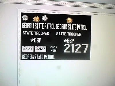 Georgia State Trooper Police Patrol Car Decals  Silver On Black 18 Scale • $13.99