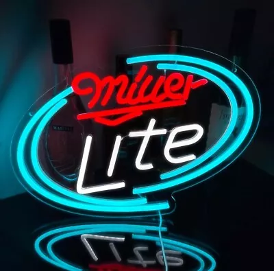 Miller Lite Neon Sign Light Lamp Beer Bar Decor Wall LED Man Cave Miller Lite • $64.99