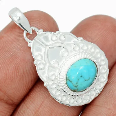 Composite Kingman Blue Mohave Turquoise 925 Silver Pendant JA19  CP17506 • $8.50