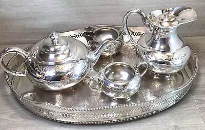 4 Piece Silver Plated Teapot Set James Dixon & Sons Of Sheffield +tray VGC • £95