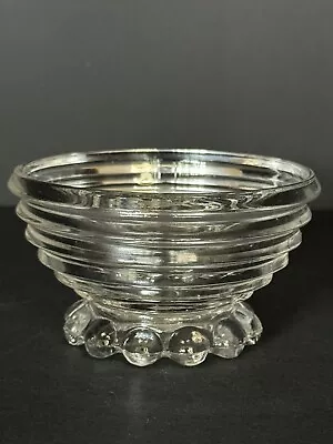 Vintage MCM Anchor Hocking Manhattan Serving Bowl Ribbed Depression Glass 6  • $14