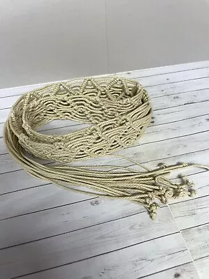 VTG Women’s Macrame Belt Bohemian Hippy Woven Cord 70s 80s Fringe Tie In Knot • $9