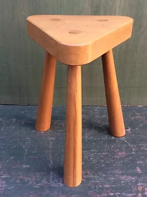 Vintage Elm 3 Legged Milking Stool Rustic Country Stool With Triangle Seat • £44.99