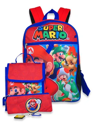 £28.64 • Buy Nintendo Mario Yoshi Luigi Boys School Backpack Lunch Box Book Bag 5 Piece SET