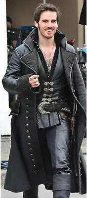 Once Upon A Time Captain Hook Black Leather Coat • $109.99