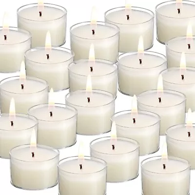 100 Pack Unscented Ivory Clear Cup Tea Light Candles For Dinner Wedding Party • $31.50