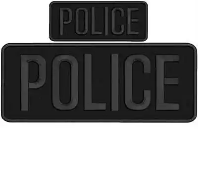 Police Embroidery Patch 4X10 And 2x5 Hook ON BACK All Black • $15.99