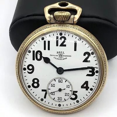 1938 Ball-Hamilton Railroad Pocket Watch 16s 21j 10k Gold Filled Runs GRADE 999P • $331.01