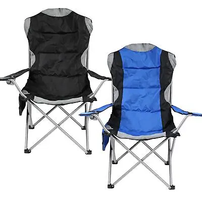 Heavy Duty Camping Chair Luxury Padded Folding High Back Directors W/ Cup Holder • £29.99