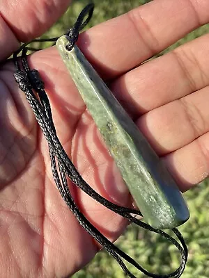 New Zealand Nephrite Greenstone MAORI Pounamu MARSDEN Jade OFFCUT Pendant 85 Mm • $48.60