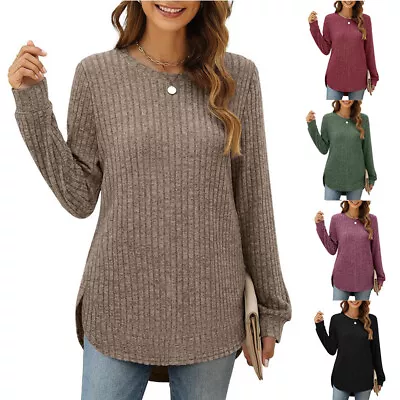 Womens Holiday Loose Jumper Tops Ladies Casual Plain Pullover Blouse Plus Size • £11.99