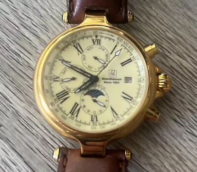 Vintage Men’s Steinhausen Automatic Moon Phase Watch Wristwatch Working Awesome! • $46