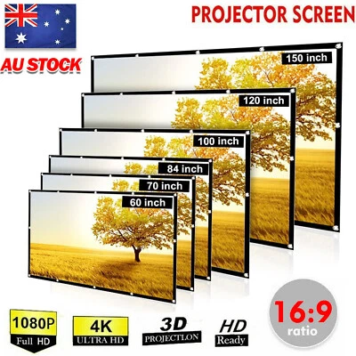 $16.50 • Buy 60-150'' Foldable Projector Screen Portable Outdoor Home Movie Cinema 16:9 HD