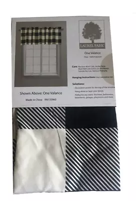 Buffalo Plaid Check Valance 54x17  Curtain Black Beige Country Cabin Laurel Park • $18.39