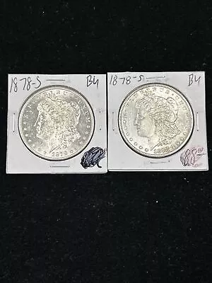 Two (2) 1878-S Morgan Silver Dollars $1 In BU Condition 90% U.S. Silver (Lot AZ) • $63