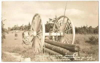 Eckerman Michigan MI ~ Logging Wheels At Tumble Inn RPPC Real Photo 1940's • $5.99