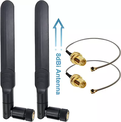 8Dbi RP-SMA Male Wifi Antenna + 20Cm U.FL To RP-SMA Female Extension Cable For M • $20.99