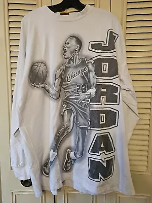 Vintage BEZ Clothing Michael Jordan  Long Sleeve All Over Print Shirt Size 3xl  • $74.99