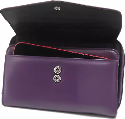 Mundi Women CEO FAT WALLET Faux Leather Ladies ORGANIZER Phone Purple 777x • $23.57