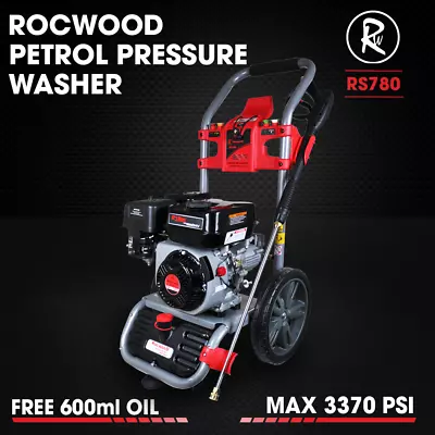 Petrol Pressure Washer RocwooD 3370PSI 212cc Jet High Power Free Oil • £999.99