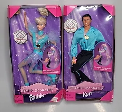 Vtg Mattel 1997 Olympic Skater Barbie And Ken NRFB Boxes Show Shelf Wear • $29.95