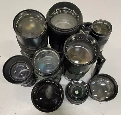 Lot Of 10 Zoom Lens Various Models 75mm/ 200mm/ 70-210mm/28mm/ 135mm For Parts • £102.98