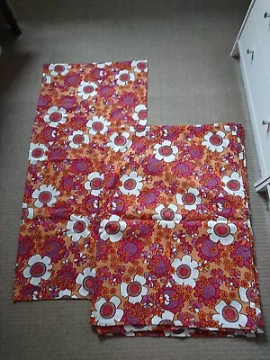 Vtg 60's Flower Power Vibrant Woven Fabric For Campervan Curtains/cushions X 12 • £29.99