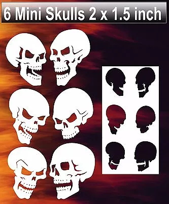 Skull 6 Pack Mini Size 2  X 1.5  - Large 5.5 X 4  Airbrush Stencil Spray Vision • $41.98