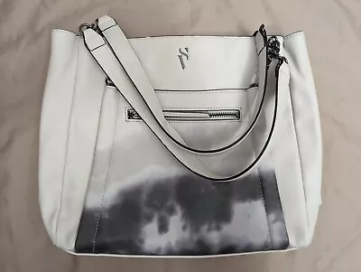 Simply Vera Wang White Rockbridge Tote Bag Handbag Purse Gray Tie Dye Used • $30