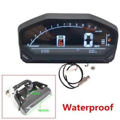 Motorcycle LED LCD Speedometer Digital Backlight Odometer Tachometer Waterproof • $59.93