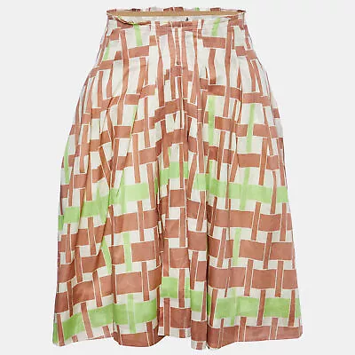 Marni Multicolor Printed Cotton Frayed Waist Detail Midi Skirt S • $136.50