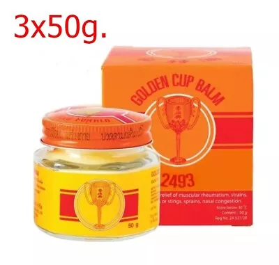 3x50g. Golden Cup Balm Original Herbal Aroma RelaxingThai Balm Massage • $41.80