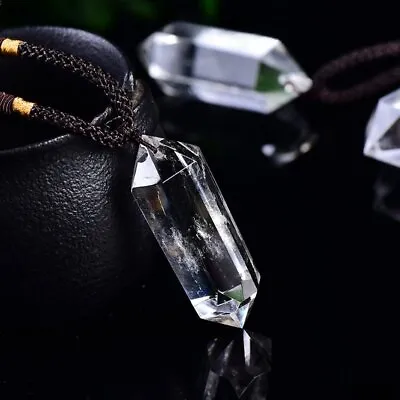 Natural Clear Quartz Crystal Point Wand Pendant Healing Gemstone Pendulum Charms • $3.79