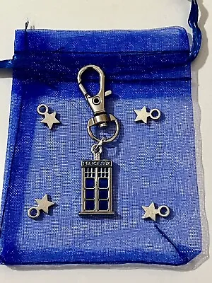 DR DOCTOR WHO TARDIS Police Box Charm Clip KEYCHAIN KEYRING Whovian Gift Bag Tag • £5