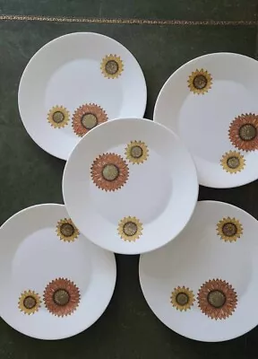 J & G Meakin Palma Lunch Plates Vintage Retro Mid Century Sunflowers • £4.99