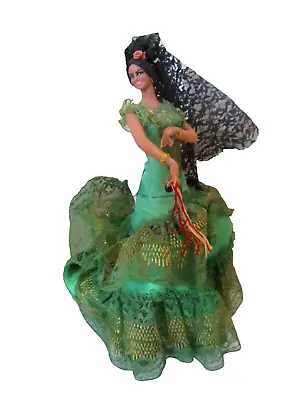 Vintage Marin Chiclana Lola Montes 10” Spanish Flamenco Dancer SPAIN Green Dress • $14.95