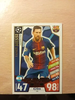 Lionel MESSI. Match Attax Champions League 2017/18. UCL ALL-STAR XI #439. Topps • £2.24