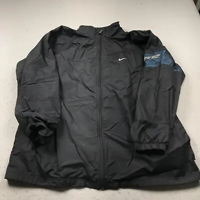 VINTAGE Nike Jacket Mens XL Black Swoosh Logo Nylon Windbreaker 90s Sports • $19.99