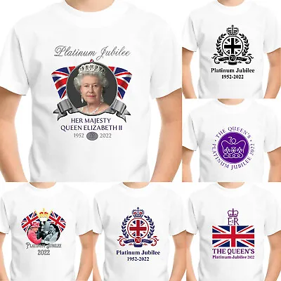 Kids T-Shirt Queen Elizabeth II Platinum Jubilee 2022 Celebration 70 Years Top • £7.99