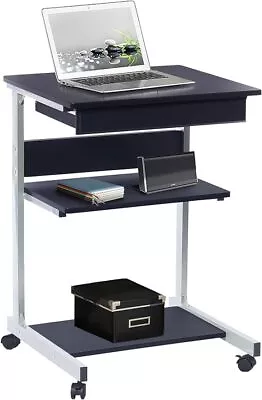 Small Rolling Work Workstation Laptop Cart W/ Keyboard Tray Storage Home Mobile • $56.69
