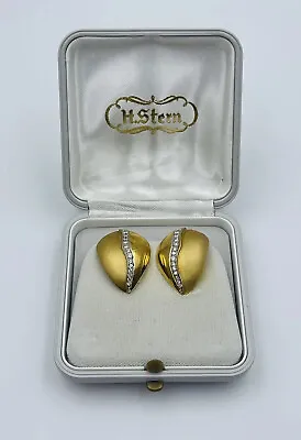 H Stern Vintage 18k Yellow Gold Diamond Large Clip Earrings • £1084.73